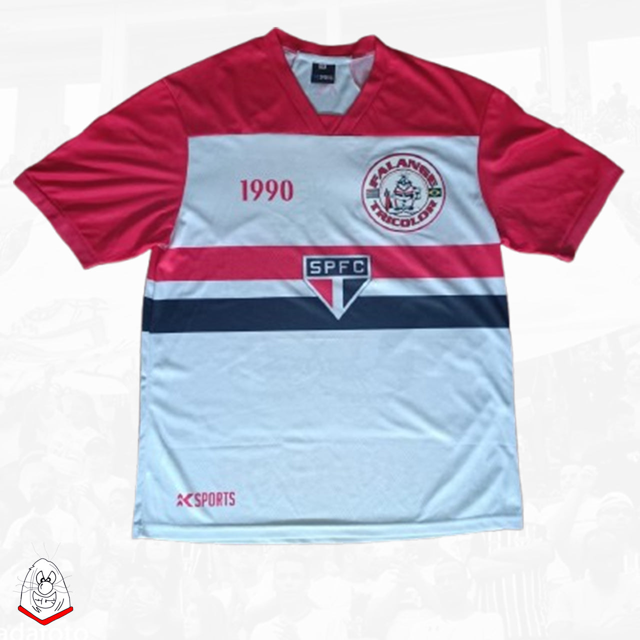 Camiseta Falange Ombro Vermelho Logo Emborrachado