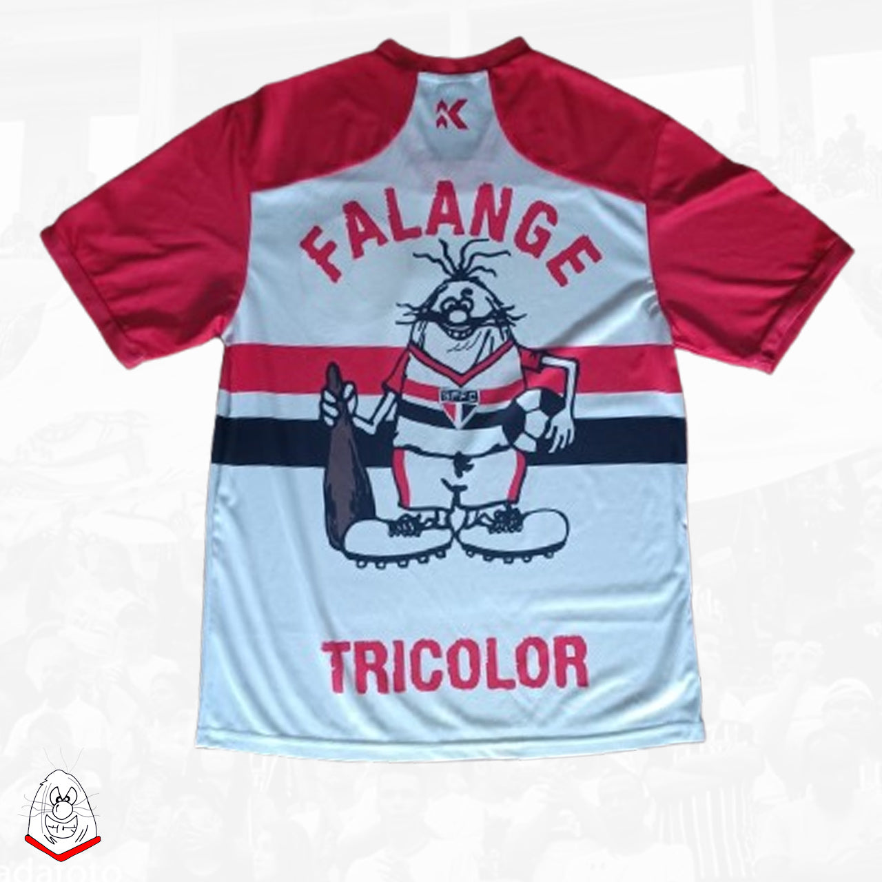 Camiseta Falange Ombro Vermelho Logo Emborrachado